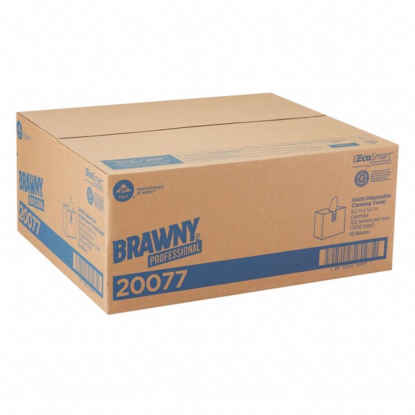 Dry Wipe, Brawny Pro D400, Dispenser Box, 9 1/4 in x 12 in, 120 Sheets, Tan, 10 Pack