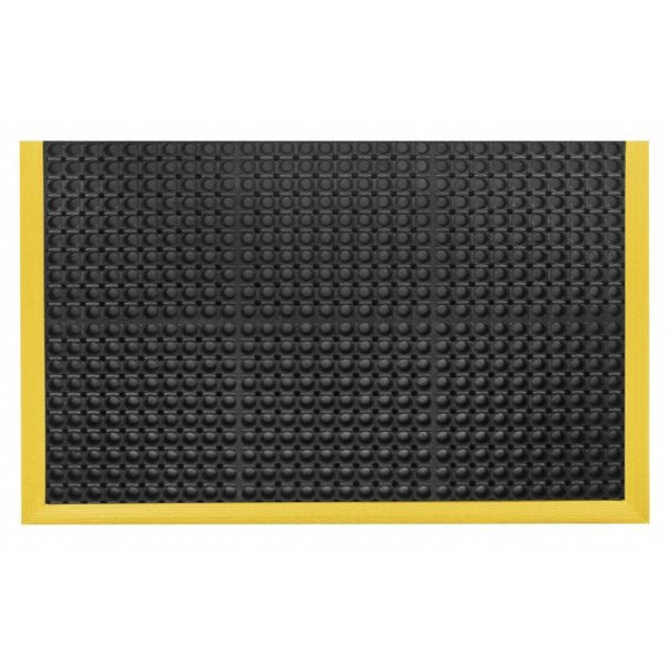 Black with Yellow Border Antifatigue Mat 3 ft 2 in W x 5 ft 4 in L, 7/8 in