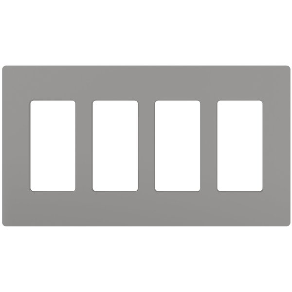 Designer Wall Plates, Number of Gangs: 4 Thermoset, Gloss Finish, Gray