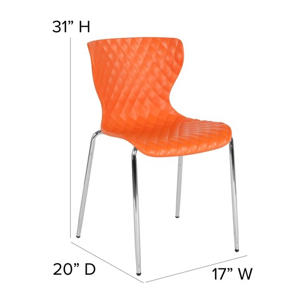 Lowell Contemporary Design Orange Plastic Stack Chair, PK4