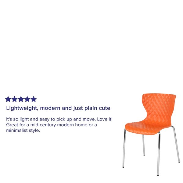 Lowell Contemporary Design Orange Plastic Stack Chair, PK4