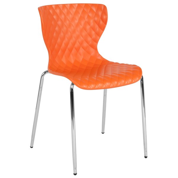 Lowell Contemporary Design Orange Plastic Stack Chair, PK4