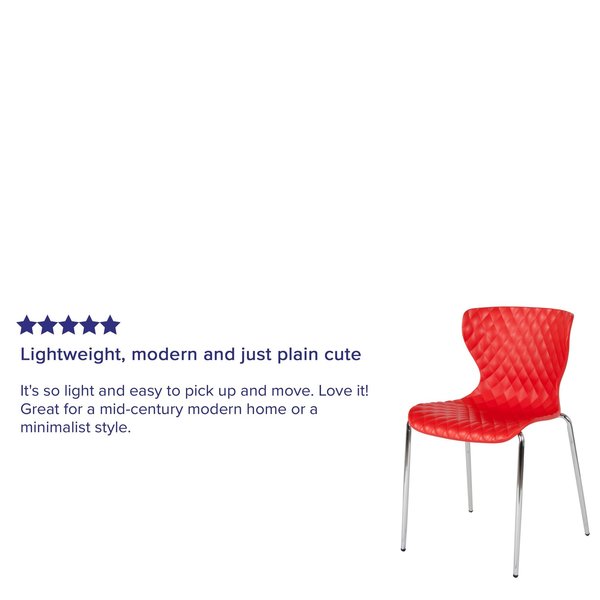 Lowell Contemporary Design Red Plastic Stack Chair, PK4