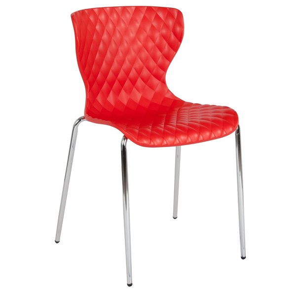Lowell Contemporary Design Red Plastic Stack Chair, PK4