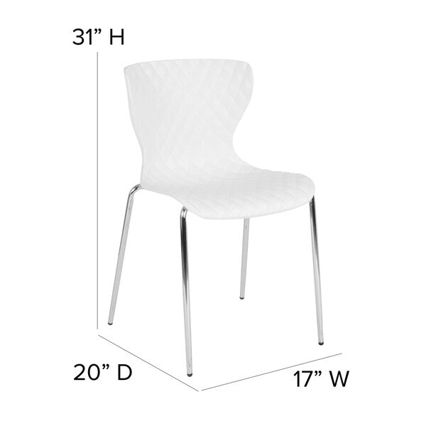 Lowell Contemporary Design White Plastic Stack Chair, PK4