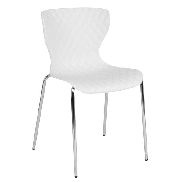 Lowell Contemporary Design White Plastic Stack Chair, PK4