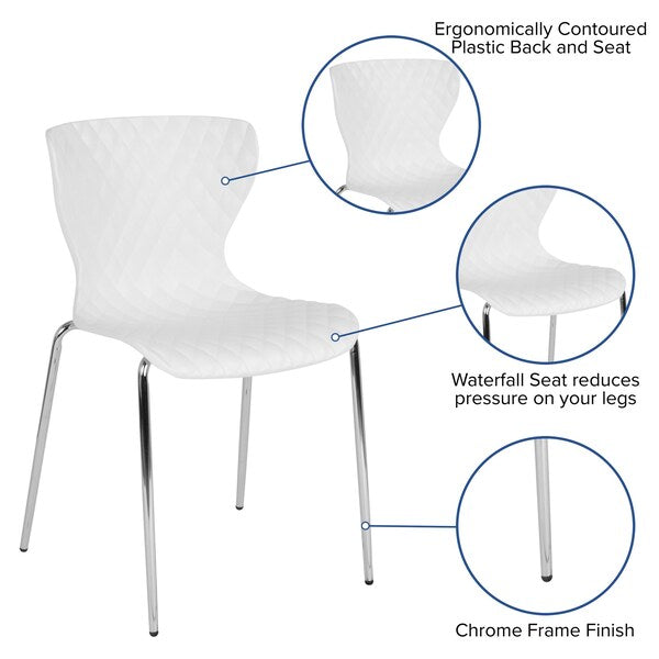 Lowell Contemporary Design White Plastic Stack Chair, PK4