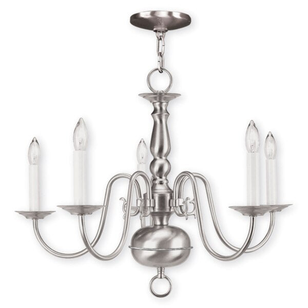 Williamsburgh 5 Light Brushed Nickel Cha