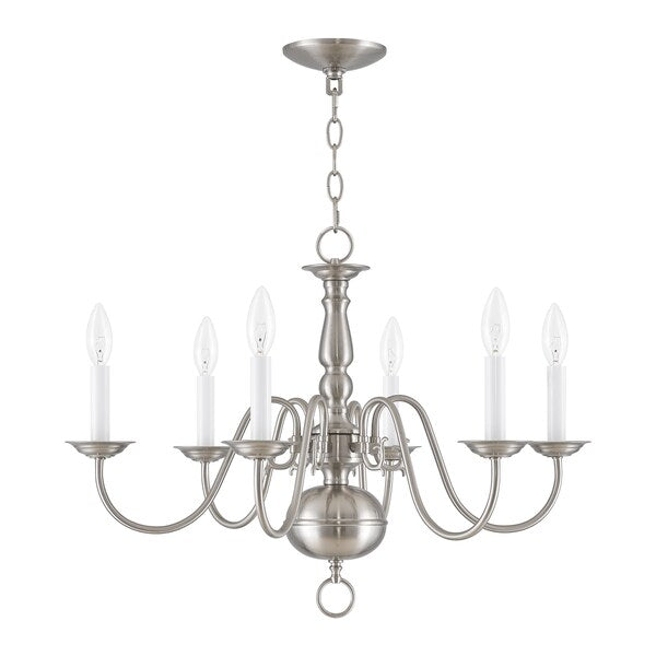 Williamsburgh 6 Light Brushed Nickel Cha
