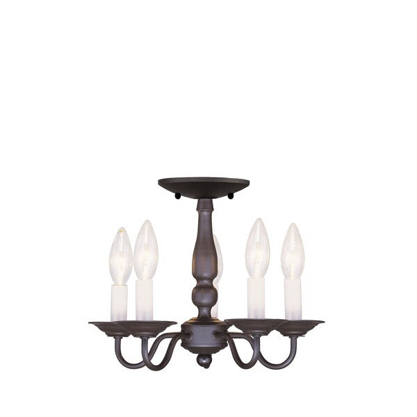 Williamsburgh 5 Light Bronze Convertible Mini Chandelier/Ceiling Mount
