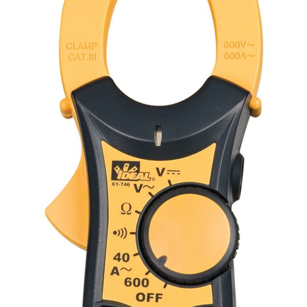 Clamp Meter, LCD, 600 A, 1.5 in (38 mm) Jaw Capacity, Cat III 600V Safety Rating