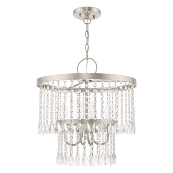 Elizabeth 4 Light Brushed Nickel Pendant Chandelier