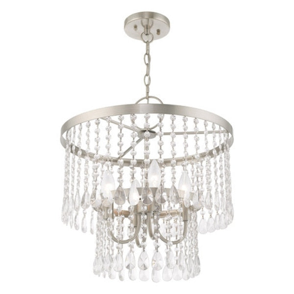 Elizabeth 4 Light Brushed Nickel Pendant Chandelier
