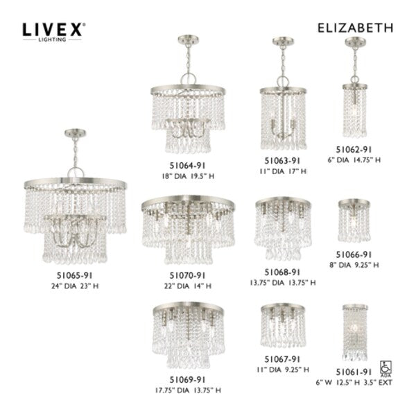 Elizabeth 1 Light Brushed Nickel Ceiling