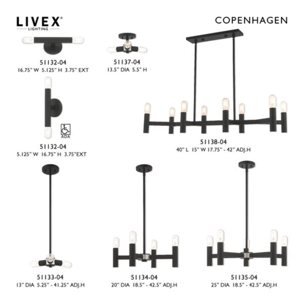Copenhagen 3 Light Black Mini Chandelier