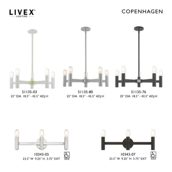 Copenhagen 5 Light White Chandelier