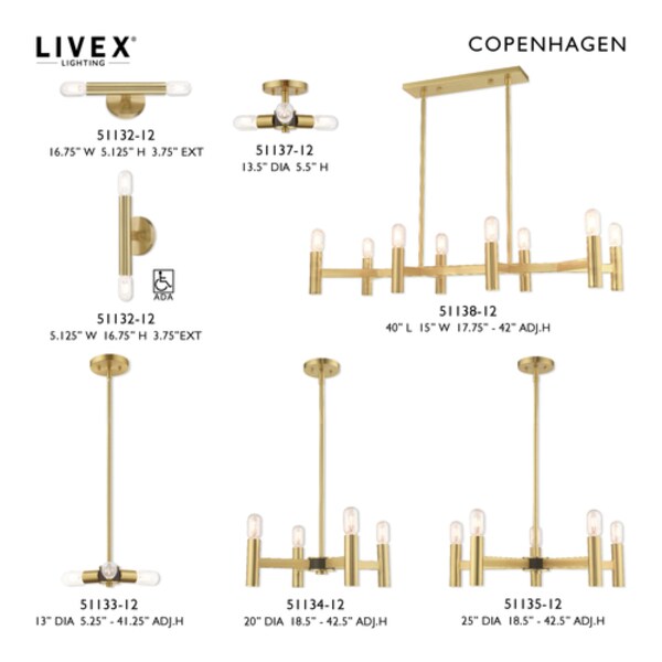 Copenhagen 5 Light Satin Brass Chandelier