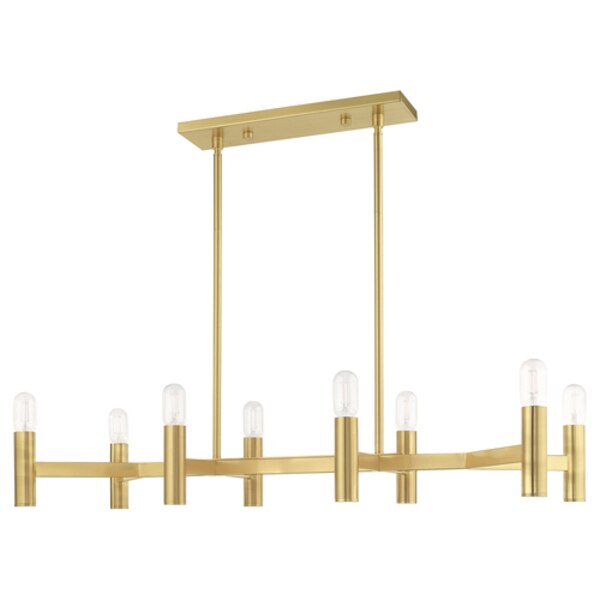 Copenhagen 8 Light Satin Brass Linear Chandelier