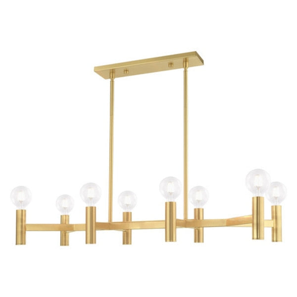 Copenhagen 8 Light Satin Brass Linear Chandelier
