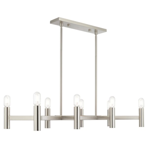 Copenhagen 8 Light Brushed Nickel Linear Chandelier