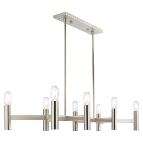 Copenhagen 8 Light Brushed Nickel Linear Chandelier