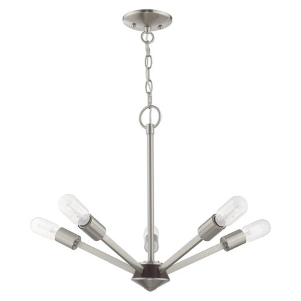 Prague 5 Light Brushed Nickel Chandelier