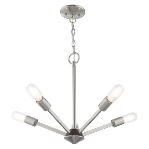 Prague 5 Light Brushed Nickel Chandelier