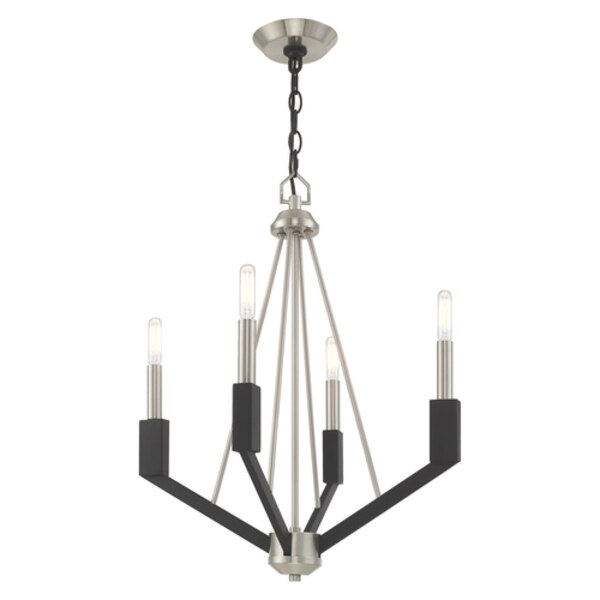 Beckett 4 Light Brushed Nickel And Black Mini Chandelier