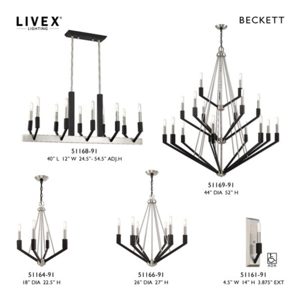 Beckett 4 Light Brushed Nickel And Black Mini Chandelier