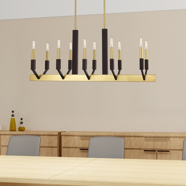 Beckett 10 Light Satin Brass And Bronze