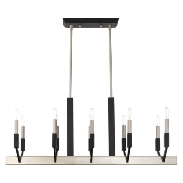 Beckett 10 Light Brushed Nickel And Black Linear Chandelier