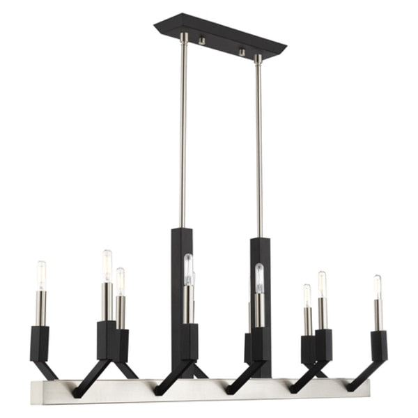 Beckett 10 Light Brushed Nickel And Black Linear Chandelier