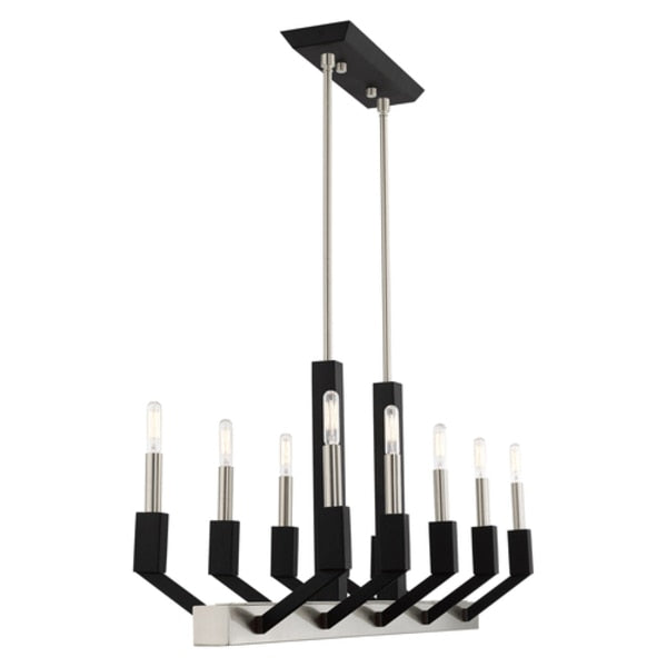 Beckett 10 Light Brushed Nickel And Black Linear Chandelier