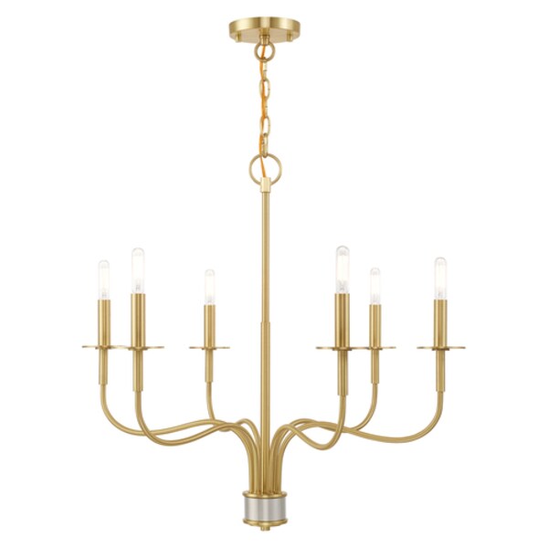 Lisbon 6 Light Satin Brass Chandelier