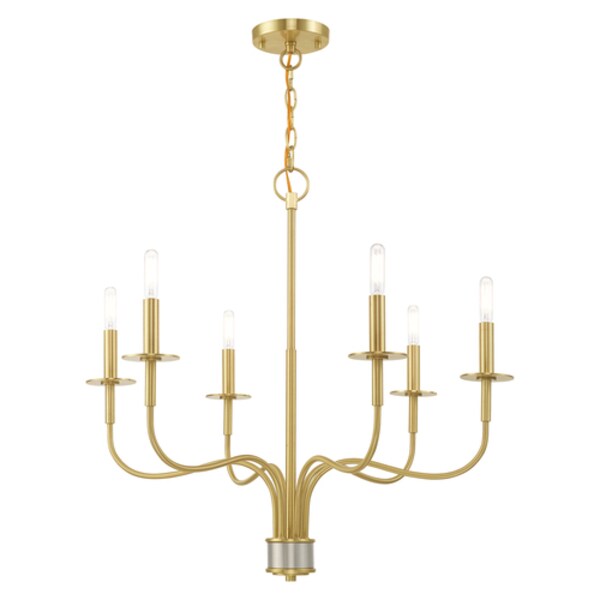 Lisbon 6 Light Satin Brass Chandelier