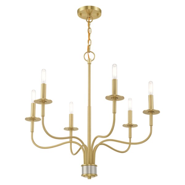 Lisbon 6 Light Satin Brass Chandelier