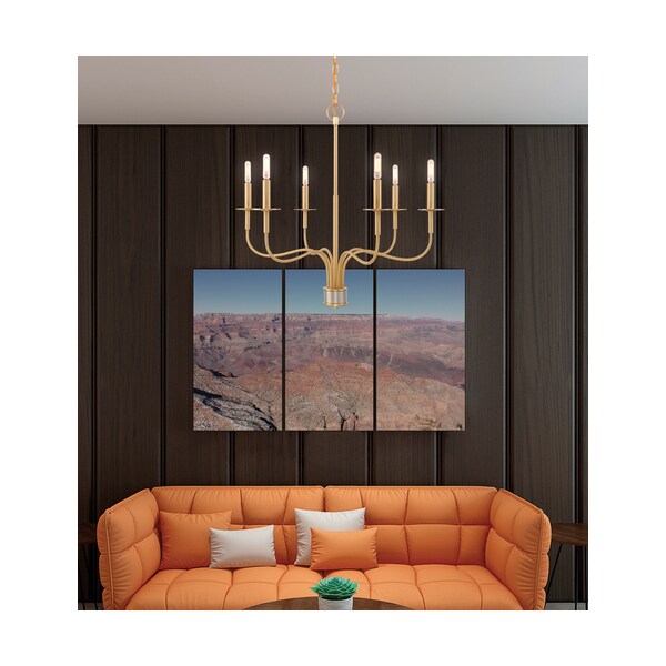 Lisbon 6 Light Satin Brass Chandelier