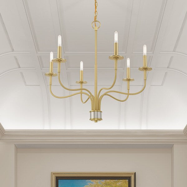 Lisbon 6 Light Satin Brass Chandelier