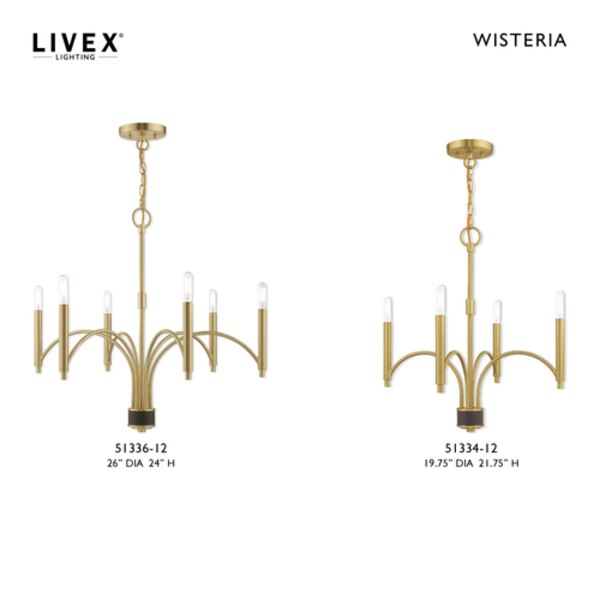 Wisteria 6 Light Satin Brass Chandelier