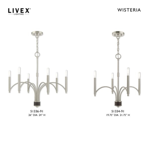 Wisteria 6 Light Brushed Nickel Chandeli