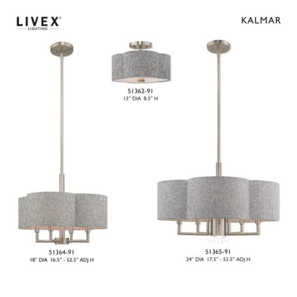 Kalmar 2 Light Brushed Nickel Ceiling Mount