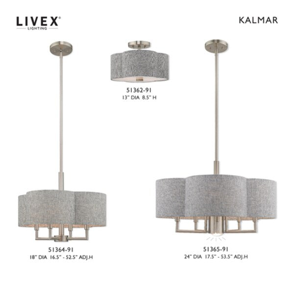 Kalmar 4 Light Brushed Nickel Pendant Chandelier