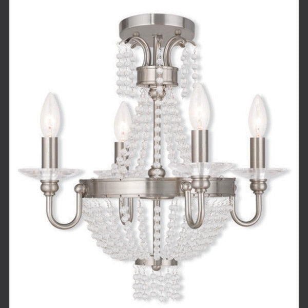 Valentina 4 Light Brushed Nickel Convertible Chandelier/Ceiling Mount