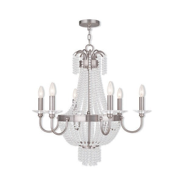 Valentina 6 Light Brushed Nickel Chandel