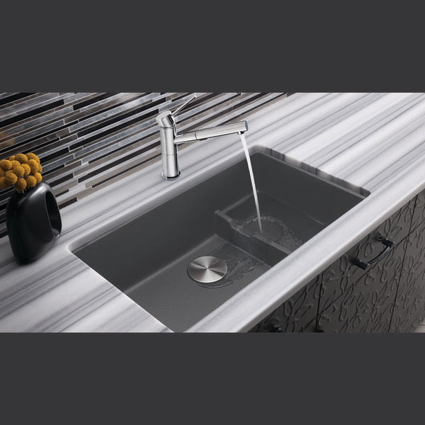 Precis Cascade Silgranit Super Single Undermount Kitchen Sink - Cinder