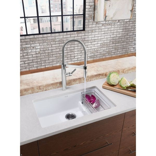 Precis Cascade Silgranit Super Single Undermount Kitchen Sink - White