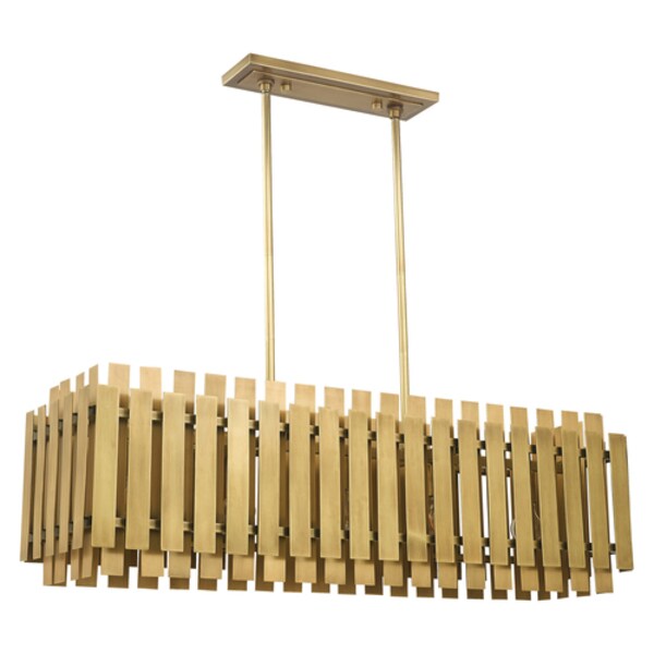 Greenwich 5 Light Natural Brass Linear Chandelier