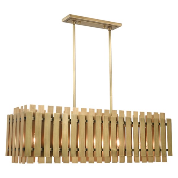 Greenwich 5 Light Natural Brass Linear Chandelier