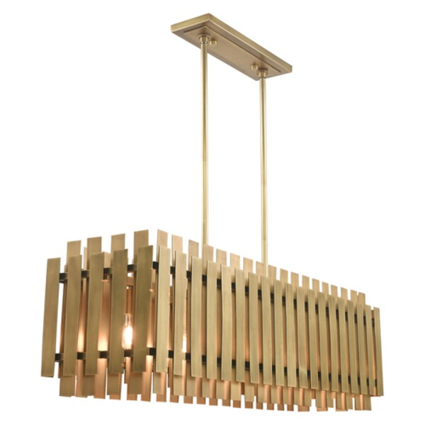 Greenwich 5 Light Natural Brass Linear Chandelier