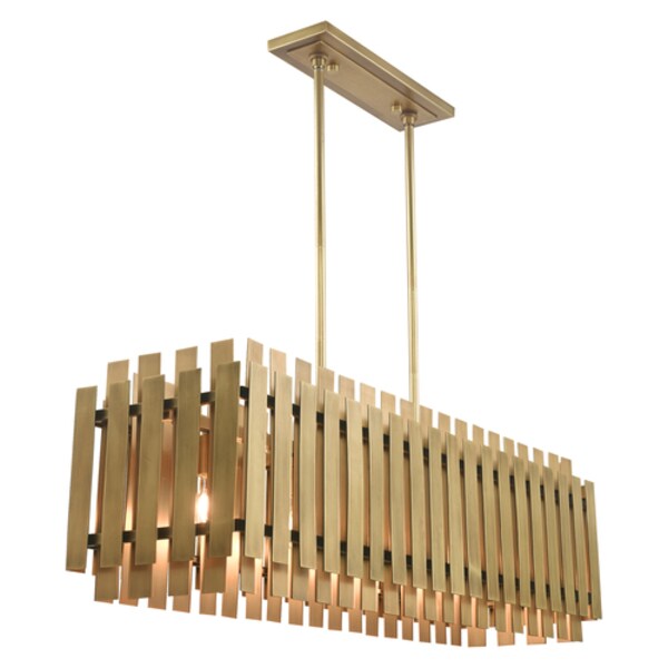 Greenwich 5 Light Natural Brass Linear Chandelier